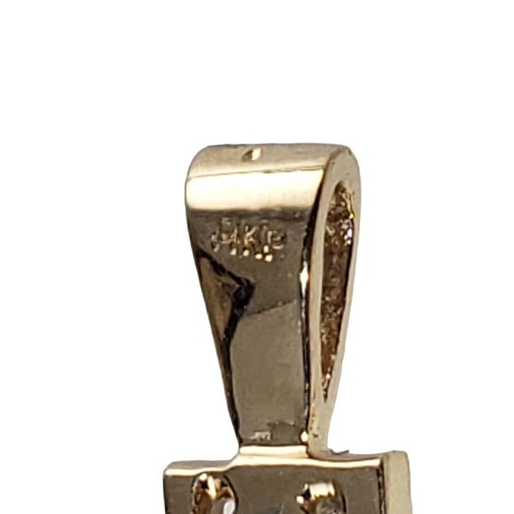 Vintage 14 Karat Yellow Gold Diamond Cross Pendant #13560 - Picture 5 of 7